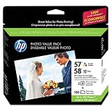 HP 57/58 Series Ink Cartridge/Paper Photo Value Pack w/100 Glossy 4 x 6 Sheets