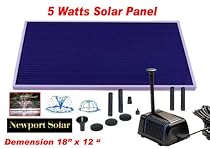 LARGE SOLAR POWER POND WATER PUMP 18" SOLAR PANEL 5 WATTS