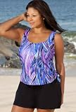 Maxine® Waikiki Waterfall Plus Size Side Tie Tank Swimdress - Women's Swimsuit Plus Size Swimsuits