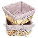Wicker Baskets Set Of 2 - Lilac Gingham