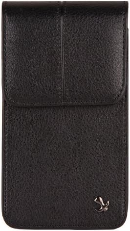 Black Textured Faux Leather Executive Vertical Holster Case w/ Fixed Belt Clip (SAM062) for HTC One M7 4.7-inch Android Smartphone + SumacLife TM Wisdom Courage Wristband