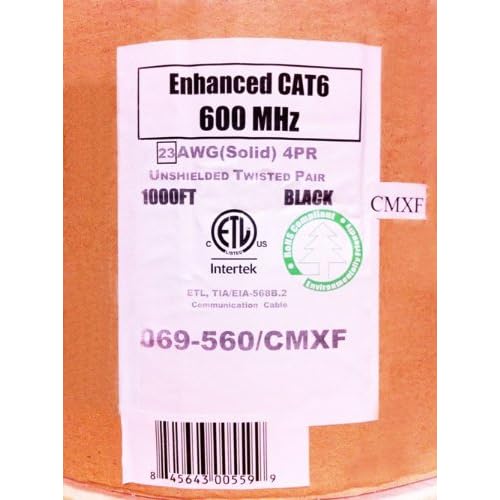 Cat6, 600 Mhz, UTP, Gel Filled (Flooded Core), Direct Burial, 1000ft, Black, Bulk Ethernet Cable