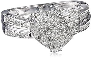 10k White Gold Diamond (1/2cttw, H-I Color, I3 Clarity) Heart Ring, Size 8