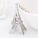 Womens France Eiffel Tower Key Chain Metal Tower Car Keychain Gift Bag Charm Rhinestone Key Ring Chain Birthday Gift White