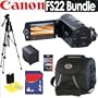Canon FS22 Dual Flash Memory Camcorder With 32GB Internal Memory & 37x Optical Zoom + Accessory Bundle