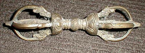 Dordje Tibetan Hand Crafted X-Large 6 inch with BONUS PRAYER FLAG Vajra Dordje Dorje Tse Shipa for Meditation