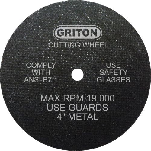GritonGriton CA4043 Arbor Industrial Cut Off Wheel for Metal, 3/8" Hole Diameter, 4" Diameter, 0.040" Width (Pack of 50)