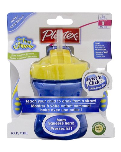 Playtex Baby The First Lil Gripper Twist n Click Straw Cup 7 OZ: Boy Colors