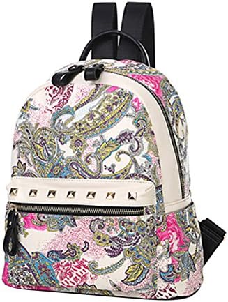Egelbel Girls Women Faux Leather Printing Floral Backpack