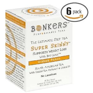 Super Skinny - Ginger Peach - The Ultimate Diet Tea, 18 Tea Bags Per Box, (Pack of 6 Boxes, 108 Total Tea Bags)