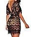 Chengzhong Sun Hollow out Lace Beachwear Swimsuit Cover Up Party Dresses(Black)
