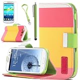 Pandamimi ULAK Colorful PU Leather Wallet Type Magnet Design Flip Case Cover for Samsung Galaxy S3 i9300, I747, L710, T999,i535 - AT&T, T Mobile, Sprint, Verizon, U.s.cellular with Screen Protector+ Stylus