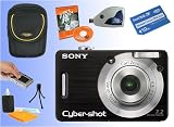 Sony DSC-W55 (BLACK) Digital Camera Kit 1GB Pro DUO + Reader + Case + Screen Guard + Mini Tripod & More!