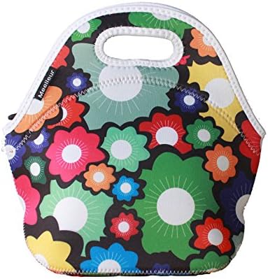 Best Lunch Tote Bag, Made With Extra-Thick Neoprene Material, Strong Zipper, Waterproof Picnic Lunch Tote Bag. Good For School Office and Travel. Easy to Clean.( Spring Bloom)