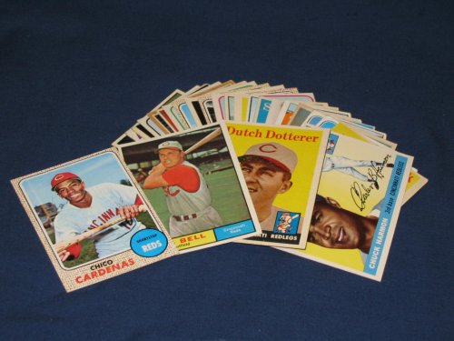 25 Different Vintage Cincinnati Reds Topps Baseball Cards from 1955-1969 - Shipped in Protective Display Album!