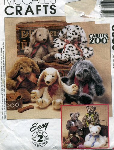 McCall's Crafts Carol's Zoo Cat and Puppy Sewing Pattern #8550