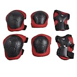 Como Children 3 in 1 Wrist Elbow Knee Safety Pad Support Gear Black Red