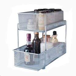MeshSlideOutCabinetBaskets(Silver)(9.5Hx10Wx13.8D)