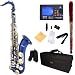 Mendini by Cecilio MTS-BL+92D Blue Lacquer B Flat Tenor Saxophone with Tuner, Case, Mouthpiece, 10 Reeds and More
