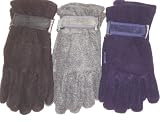 Set of Three Mongolian Fleece Microfiber Lined One Size Ladies Gloves Warm for Very Cold Weather
