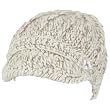 Hand Knit Chunky Cable Skull Visor Beanie Hat Cap Ivory