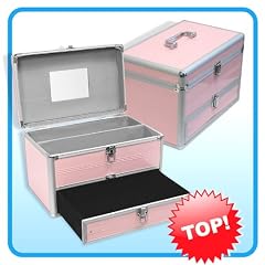 Aluminium Kosmetikkoffer mit Schmuckfach Rosa - 209004