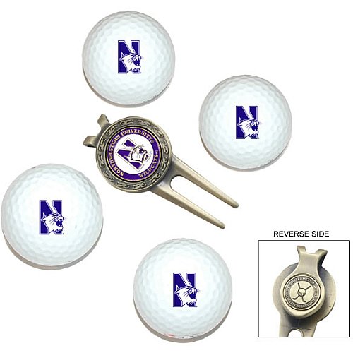 Northwestern Wildcats Pack Of 4 Golf Balls And Divet Tool Gift Set From Team Golf
