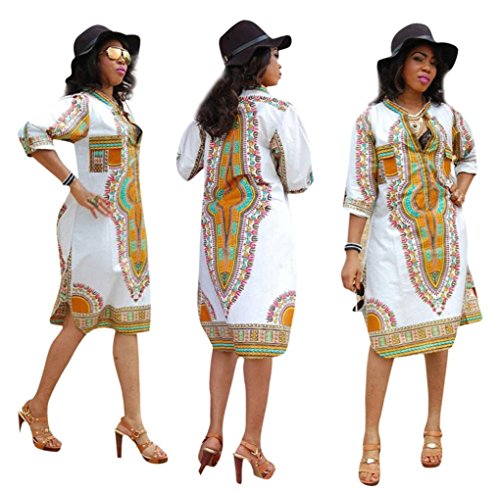 AutumnFall Women Casual Traditional African Print Party Dresses