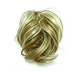 Super Fake Hair Scrunchy On A Ponio Loop. Large Size - Golden Blonde With Highlights.