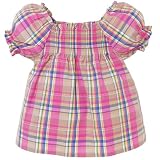 smocked plaid top