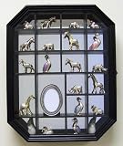 Curio Display Cabinet Case Black Wood Mirror Back Collectible Figures