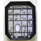 Curio Display Cabinet Case Black Wood Mirror by Home Trends
