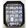 Curio Display Cabinet Case Black Wood Mirror Back Collectible Figures