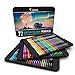 Zenacolor Professional Watercolor Pencils, Set of 72, Metal Box with Brush - Drawing Set for Coloring, Blending and Layering Books, Adult or Kids