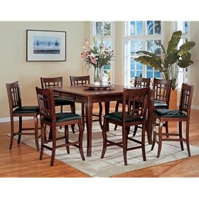 Dark Cherry Counter Height Table with 8 Barstools 9pc Dining Table Set and Lazy Susan by warehousedirect72