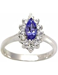 14K White Gold Tanzanite and Diamond Ring -- LIFETIME WARRANTY