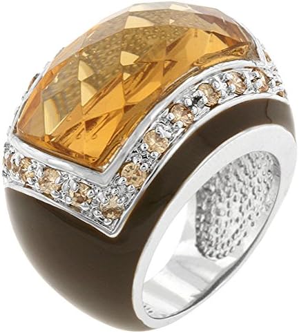 Alexander James "Street" Silver-tone Champagne Cubic Zirconia Persian Cocktail Ring Size 06