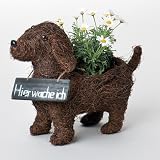 Deko-Hund zum Bepflanzen aus Rattan