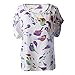 Shawhua Womens Cute Geometric Print Loose Chiffon Blouses Top Shirt