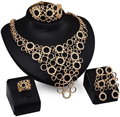 MUSEFEEL Women Luxury Gold Plated Vintage Wedding 4 PCS Jewelry Set