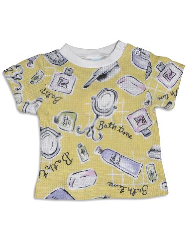 PJ Salvage - Newborn And Infant Girls Short Sleeve Thermal Top, Yellow (Size 0-3Months)
