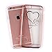 iPhone SE Case,iPhone 5S Case,ikasus Mini Love Heart Glitter Bling Crystal Rhinestone Diamonds Clear Rubber Rose Electroplate Plating Frame TPU Soft Silicone Bumper Case for iPhone SE & iPhone 5S 5