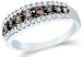 10k White Gold Round Cut White and Brown Chocolate Diamond Womens Ladies Anniversary Fashion 5mm Ring Band (1/2 cttw, J - K Color, I2 - I3 Clarity)