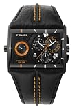Police Gents Twingear Chronograph Black and Orange Dial with Black Strap Watch