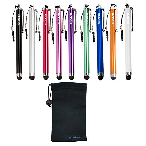 Birugear-9pcs-Universal-Touch-Screen-Stylus-Black-Red-Blue-Green-Yellow-White-Pink-Purple-Orange-for-Cell-phon