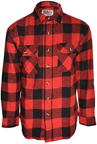 Sports Afield Mens Buffalo Flannel Shirt (Red Plaid, Large Tall)