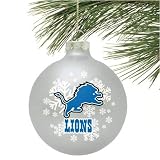 Detroit Lions Silver Snowflake Glass Ornament