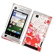 Back Cover for Motorola Devour A555 (Verizon) Snap-On Protector Hard Cover "Transparent Red Hearts" Design