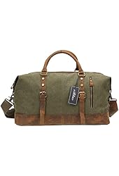 Iblue Oversized Leather Canvas Casual Travel Tote Luggage Duffel Handbag#831