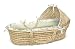 Natural Hooded Moses Basket with Sage Gingham Bedding by Badger Basket